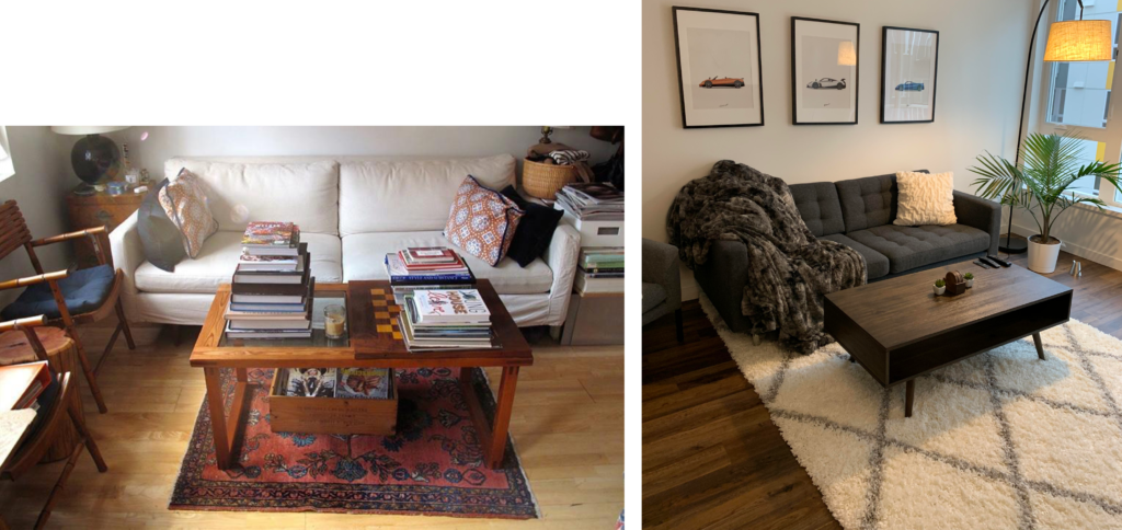 examples of rugs too small and wrong way round for the room